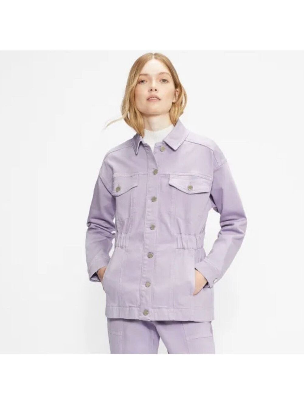 Ted Baker Sofiaz Oversized Denim Jacket in Lilac Size 12 nwt - Picture 13 of 13